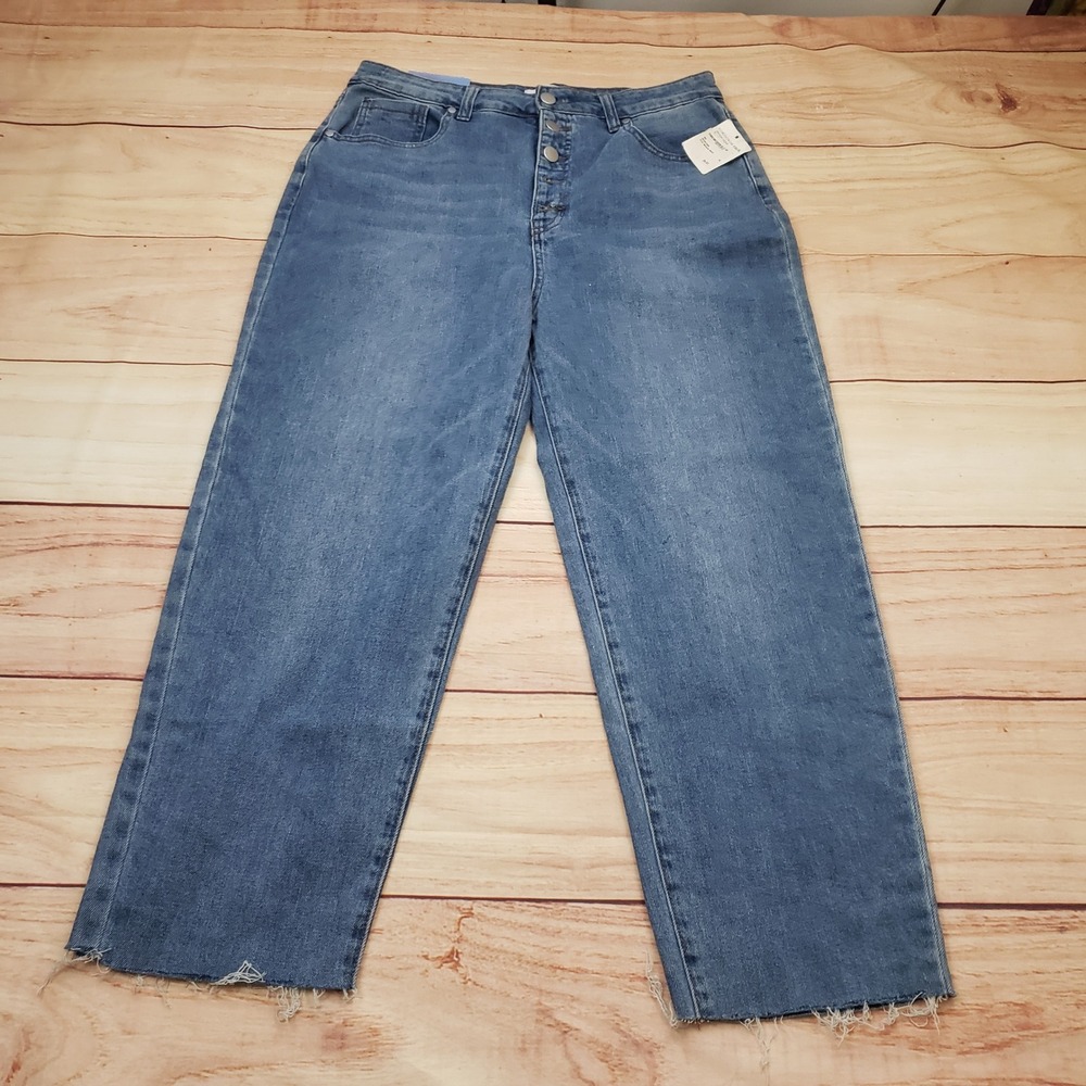 Abound Jeans Women 30 Blue Medium Wash‎ High Rise Button Fly Mom Jeans Denim